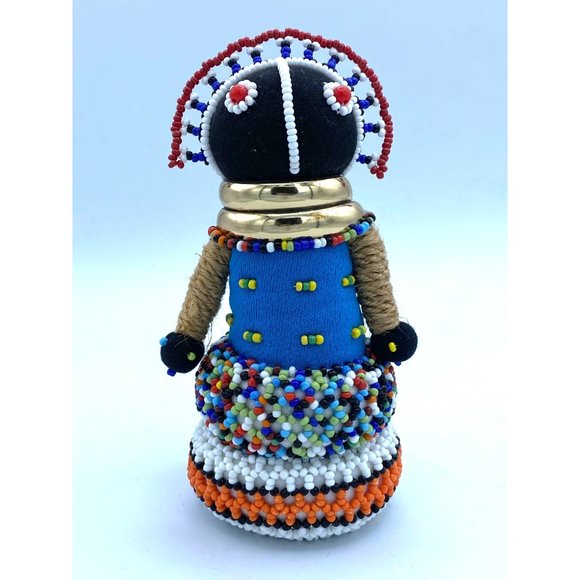 Ndebele Beaded Doll Tribal 6 1/2 Hand Crafted Art Africa Mopan South African Gol - Picture 3 of 6